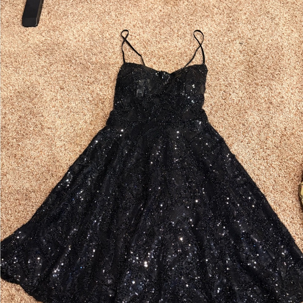 Honey and Rosie Black Sequin Hoco Dress
